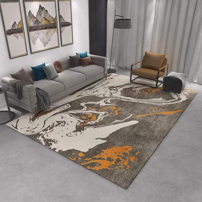 Dark Gray Simple Rug Polyester Moon Area Rug Non-Slip Backing Rug for Home Decor
