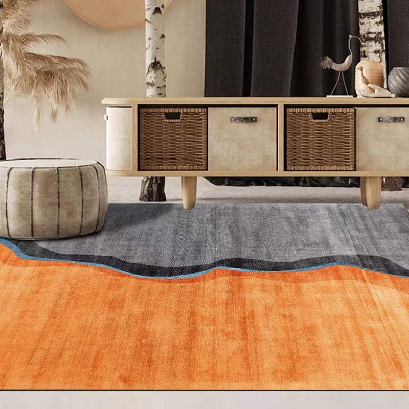 Dark Gray Simple Rug Polyester Moon Area Rug Non-Slip Backing Rug for Home Decor