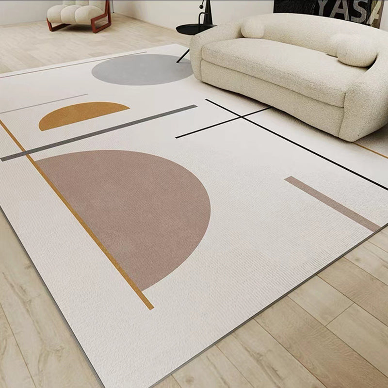 Grey Simple Carpet Polyester Stripe Carpet Non-Slip Backing Carpet for Home Decor