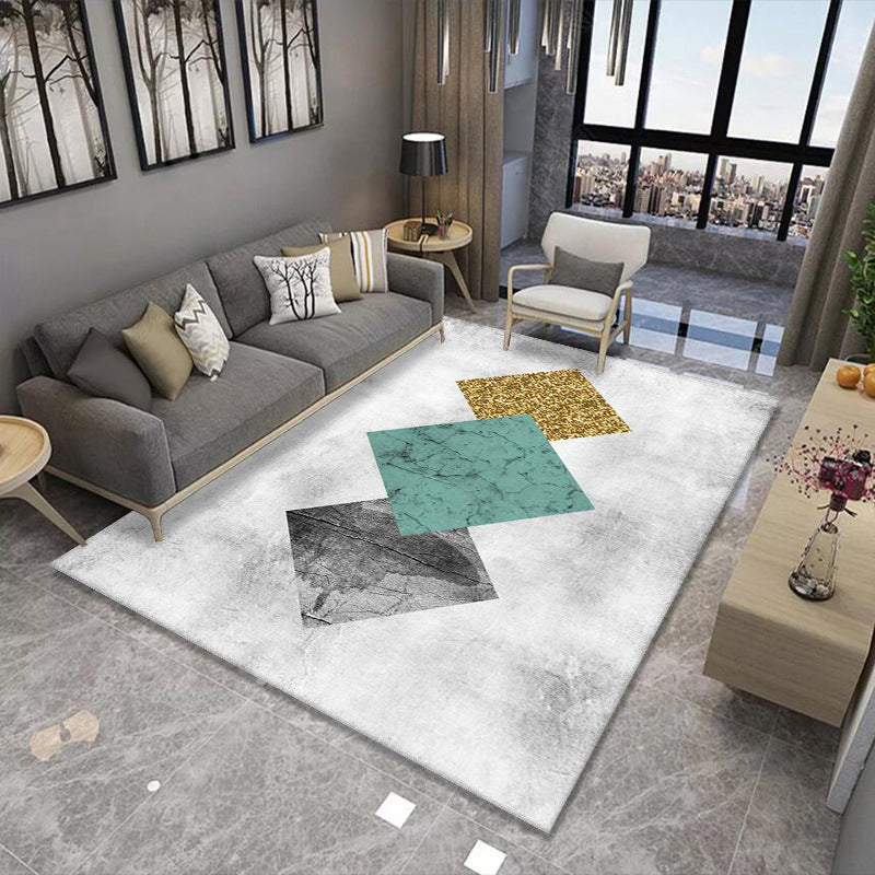 Dark Brown Abstract Print Rug Polyester Simple Rug Stain Resistant Rug for Home Decoration