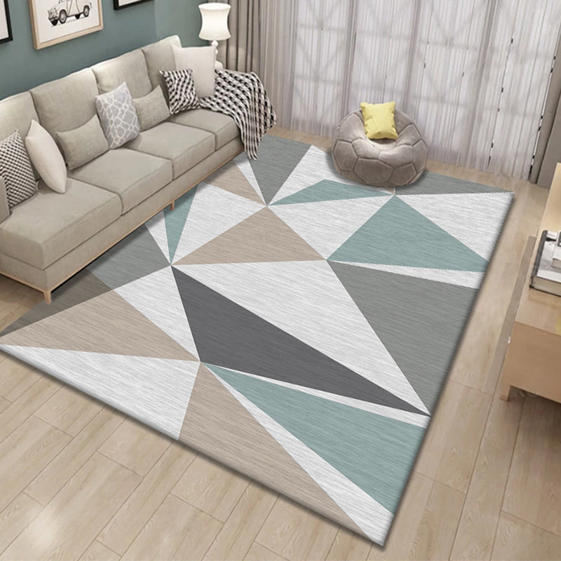 Black Simple Rug Polyester Geometric Rug Non-Slip Backing Rug for Living Room