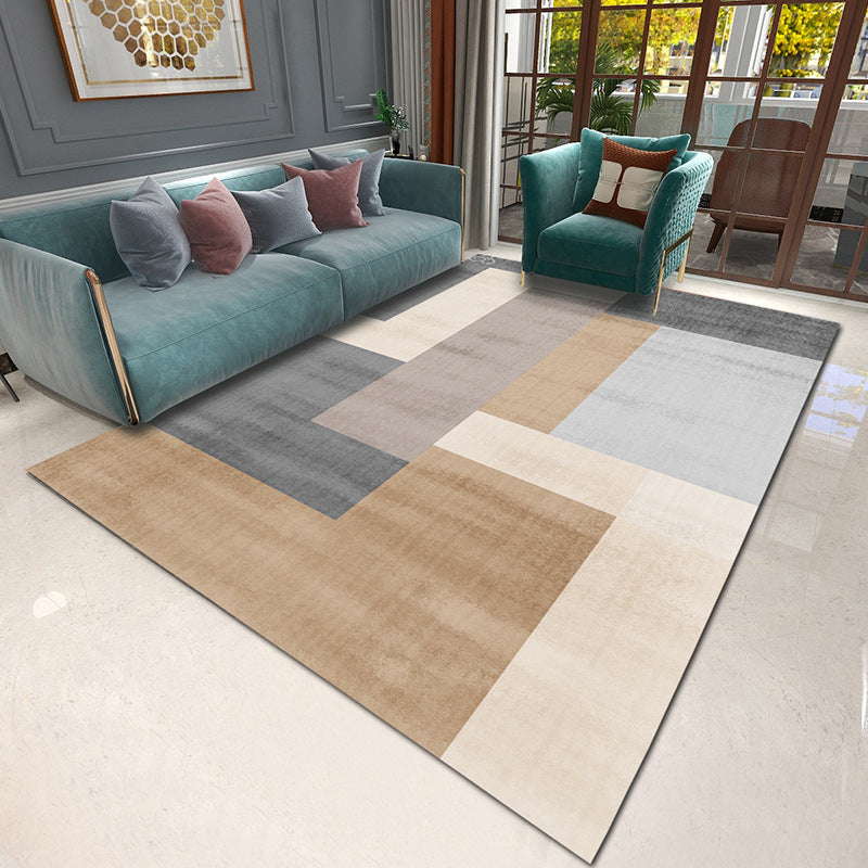 Gray Black Graphic Carpet Polyester Simple Carpet Stain Resistant Carpet for Living Room