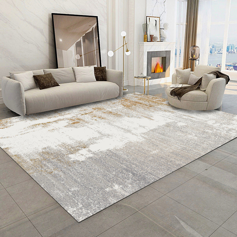 Gray Black Graphic Carpet Polyester Simple Carpet Stain Resistant Carpet for Living Room