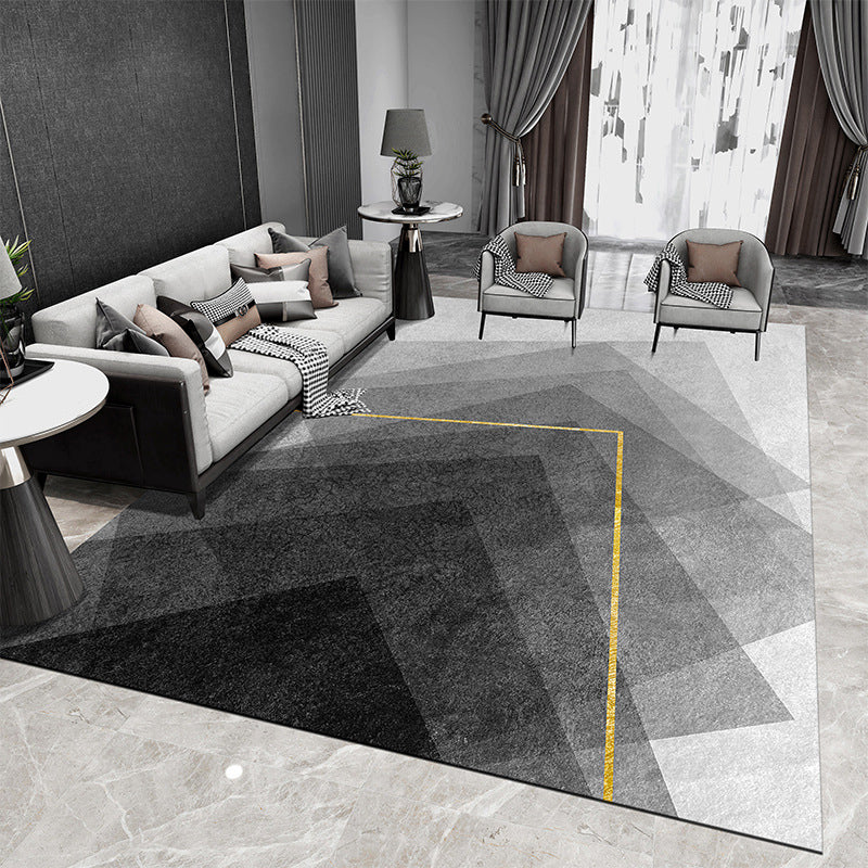 Beige Curve Rug Polyester Simple Rug Non-Slip Backing Rug for Drawing Room