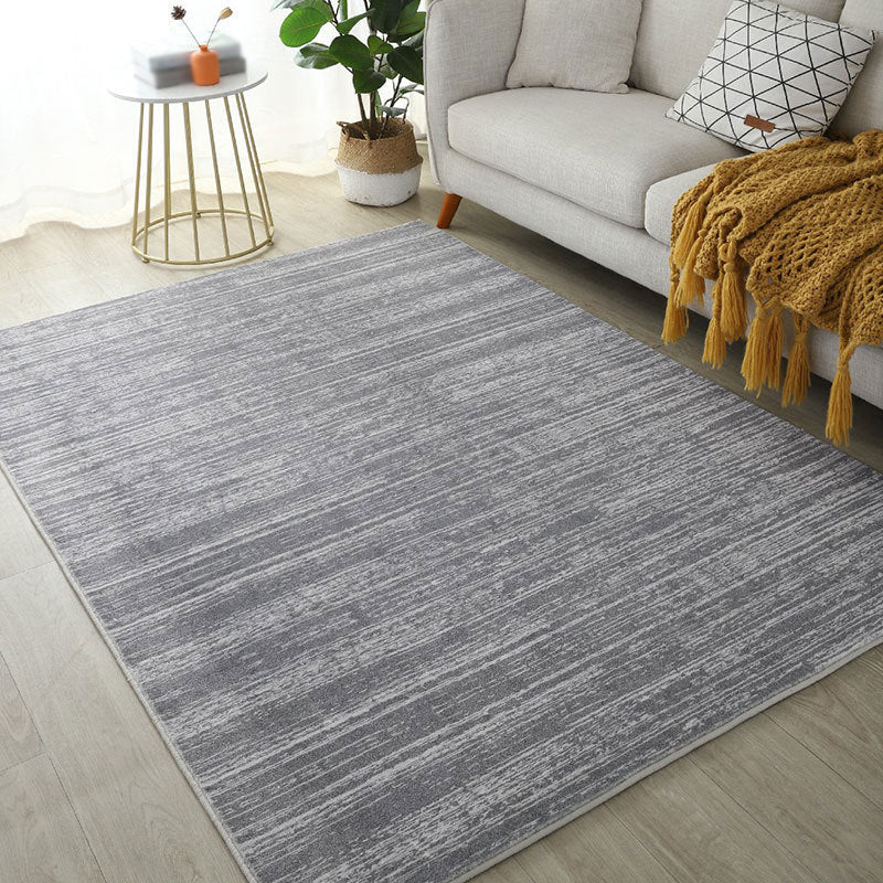 Black Contemporary Rug Polyester Stripe Rug Stain Resistant Rug for Home Decor