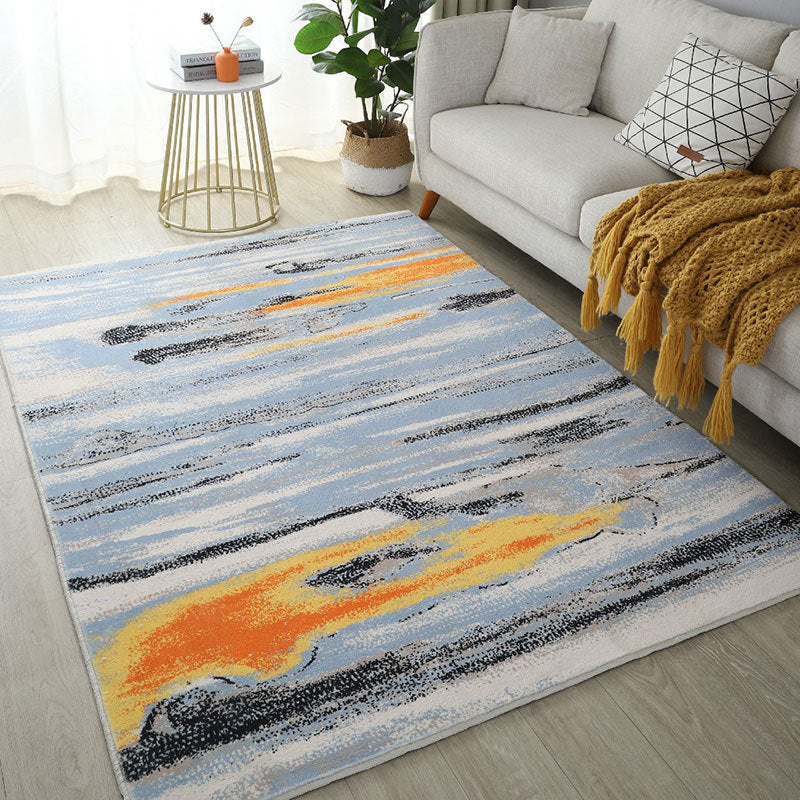 Black Contemporary Rug Polyester Stripe Rug Stain Resistant Rug for Home Decor