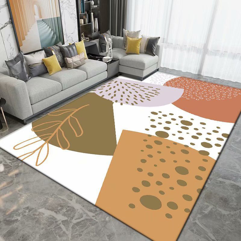 Orange Simplicity Rug Polyester Color Block Rug Washable Area Rug for Drawing Room