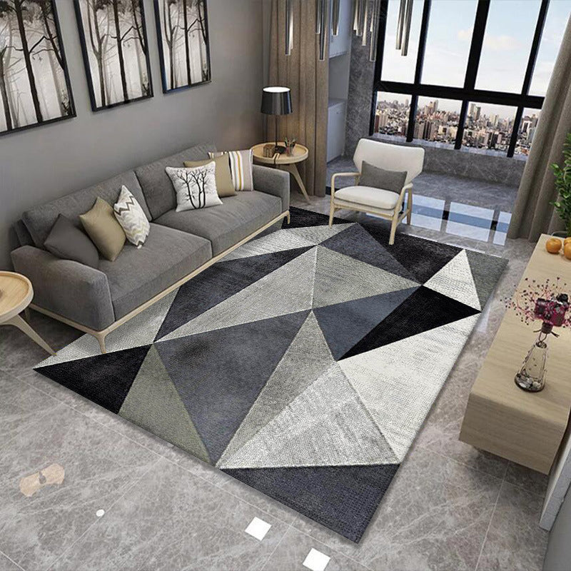 Apricot Simple Carpet Polyester Stripe Carpet Washable Carpet for Living Room