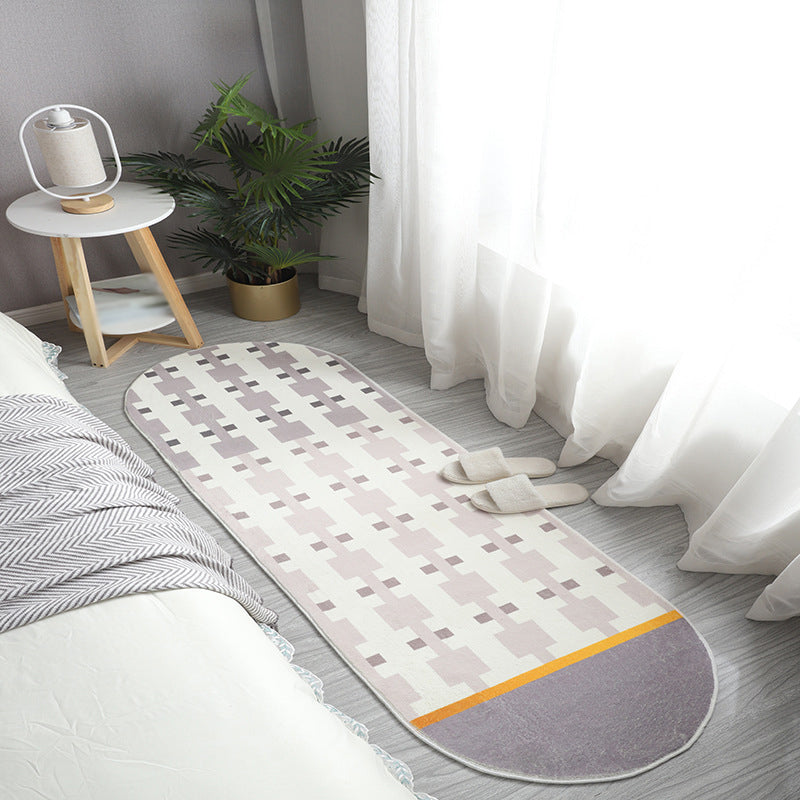 Green Casual Carpet Polyester Striped Carpet Washable Carpet for Home Decoration