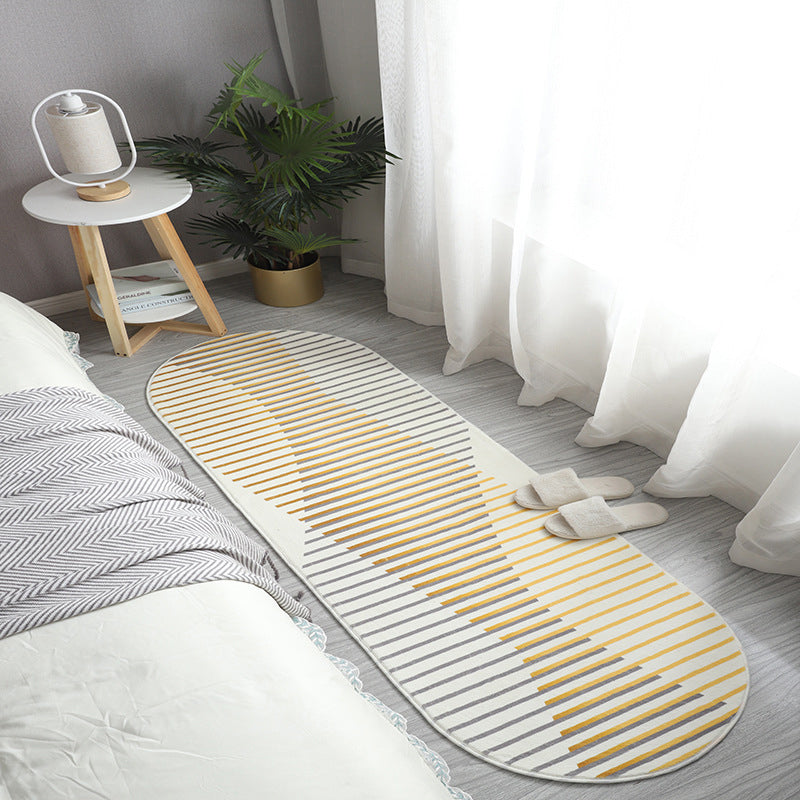 Green Casual Carpet Polyester Striped Carpet Washable Carpet for Home Decoration