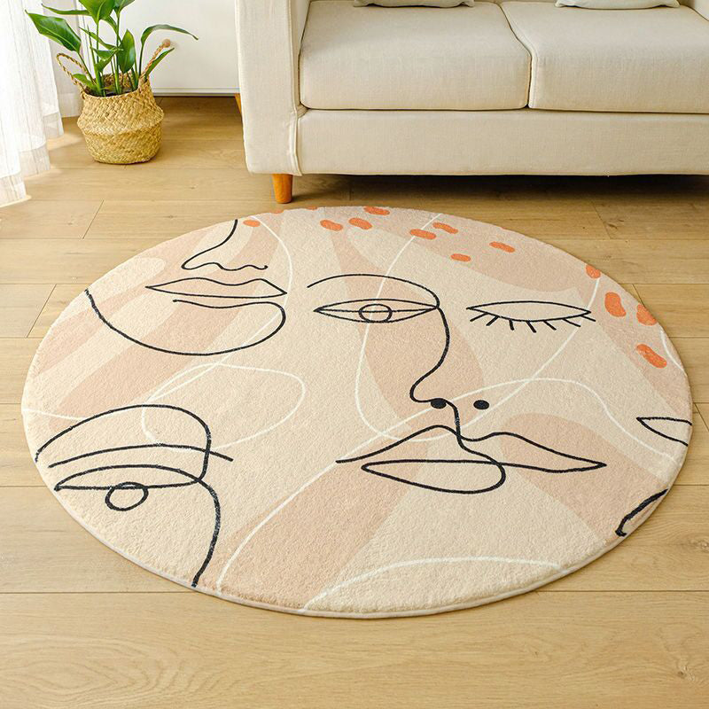 Light Orange Abstract Face Carpet Polyester Simple Carpet Stain Resistant Carpet for Drawing Room
