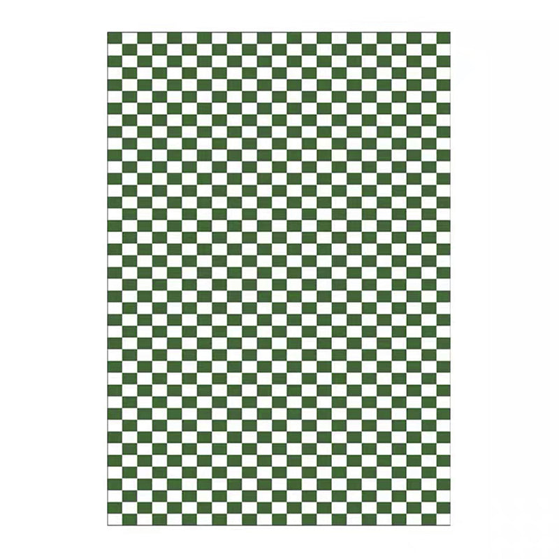 Green Modern Rug Polyester Grid Rug Stain Resistant Rug for Living Room