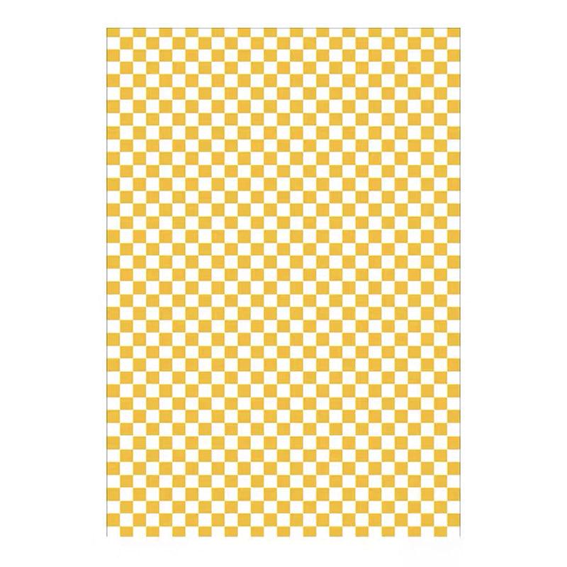 Green Modern Rug Polyester Grid Rug Stain Resistant Rug for Living Room