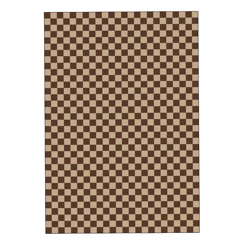 Green Modern Rug Polyester Grid Rug Stain Resistant Rug for Living Room