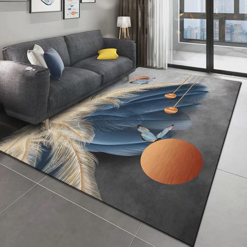 Modern Artistic Pattern Carpet Polyester Indoor Rug Non-Slip Backing Area Carpet for Home Decoration