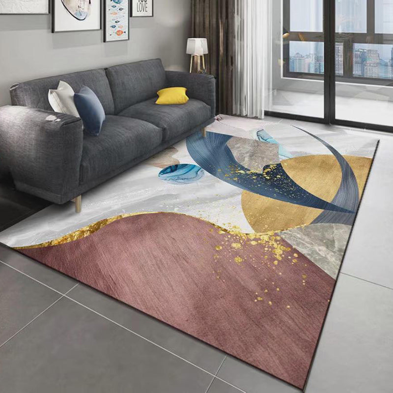 Modern Artistic Pattern Carpet Polyester Indoor Rug Non-Slip Backing Area Carpet for Home Decoration