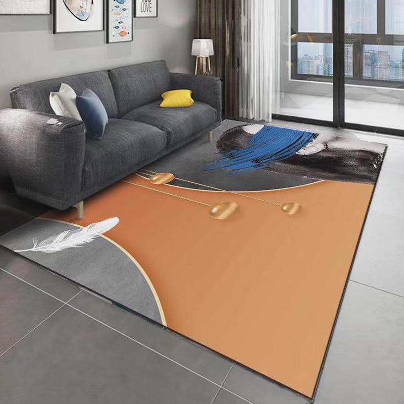 Modern Artistic Pattern Carpet Polyester Indoor Rug Non-Slip Backing Area Carpet for Home Decoration