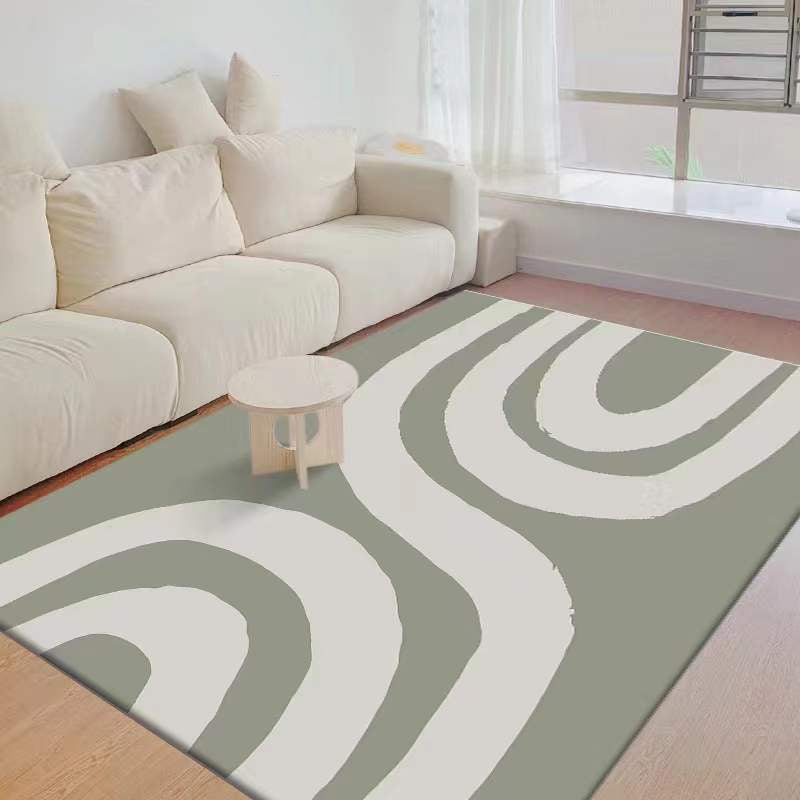 Modern Curve Lines Pattern Indoor Carpet Polyester Area Rug Washable Carpet for Home Decoration