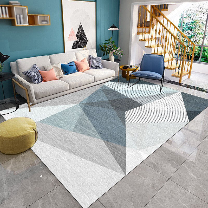 Simplicity Graphic Pattern Carpet Polyester Area Rug Non-Slip Backing Indoor Rug for Living Room