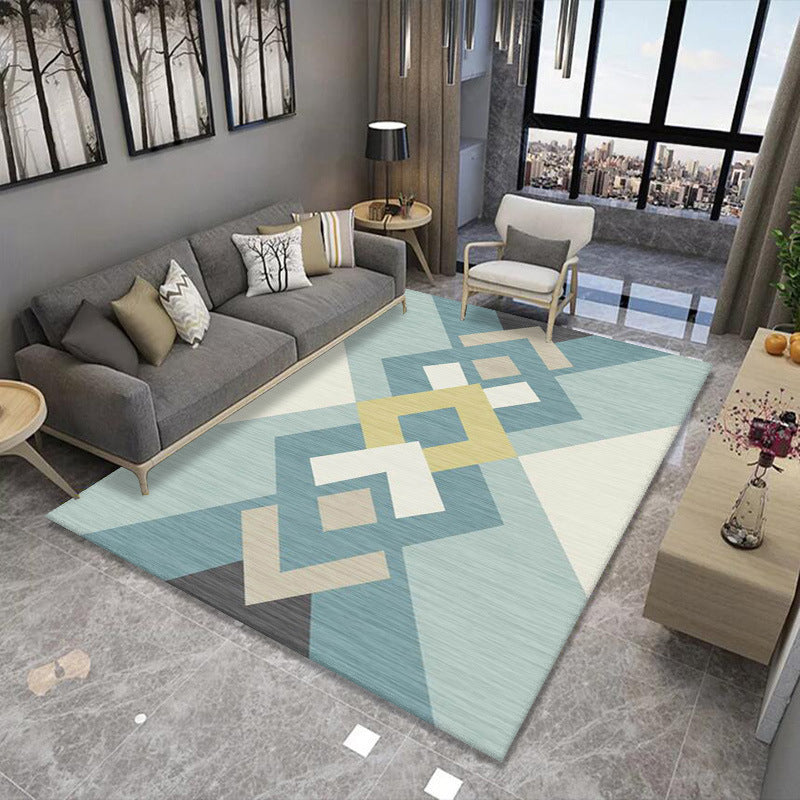 Light Brown Graphic Carpet Polyester Simple Carpet Washable Carpet for Living Room