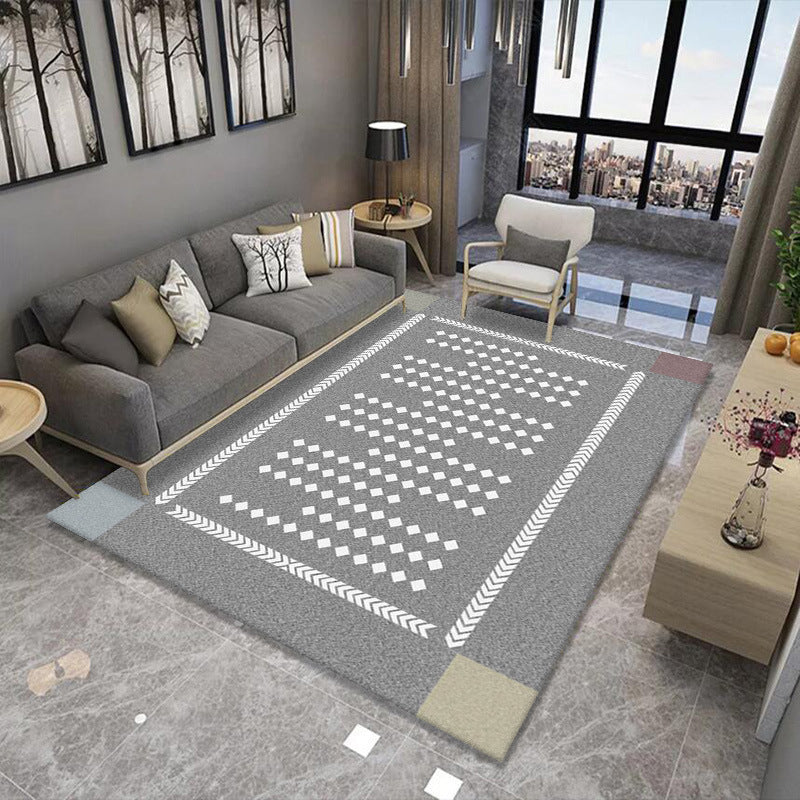 Light Brown Graphic Carpet Polyester Simple Carpet Washable Carpet for Living Room