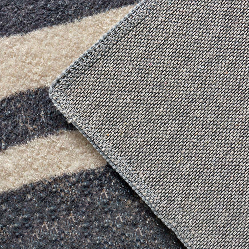 Brown Casual Rug Polyester Striped Rug Non-Slip Backing Rug for Home Decor