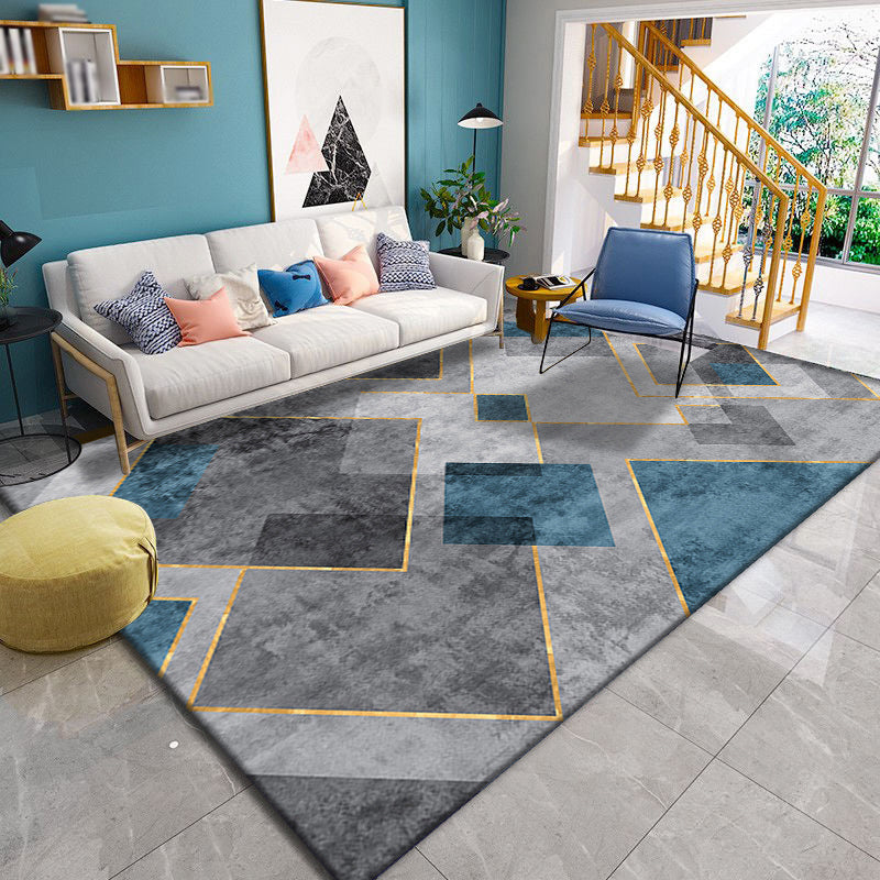 Simple Graphic Printed Carpet Polyester Indoor Rug Non-Slip Backing Rug for Home Decoration