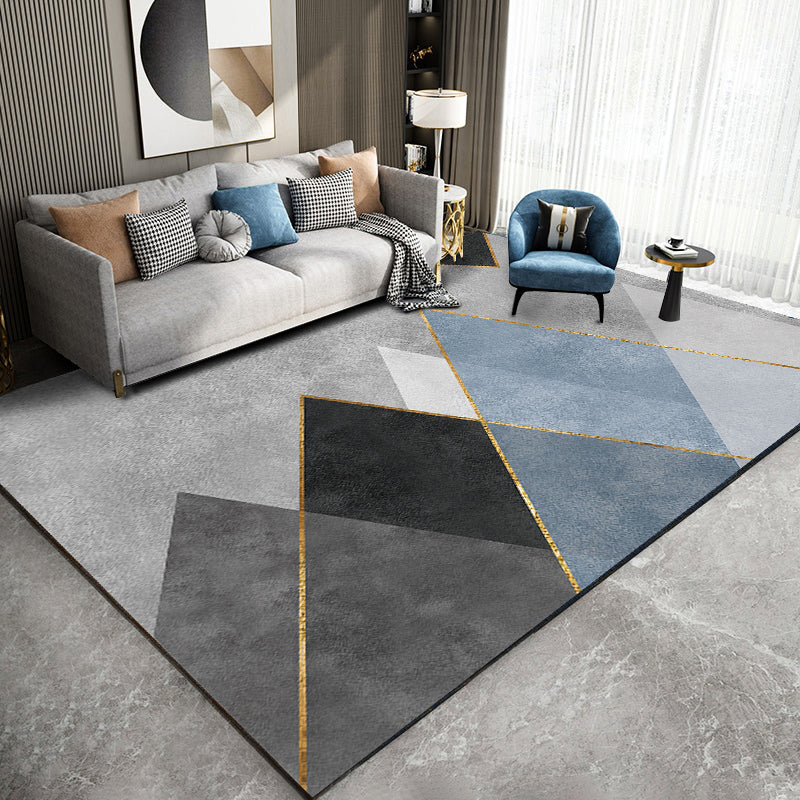 Simple Geometric Printed Carpet Polyester Indoor Rug Non-Slip Backing Rug for Home Decoration