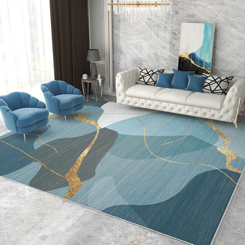 Simple Geometric Printed Carpet Polyester Indoor Rug Non-Slip Backing Rug for Home Decoration