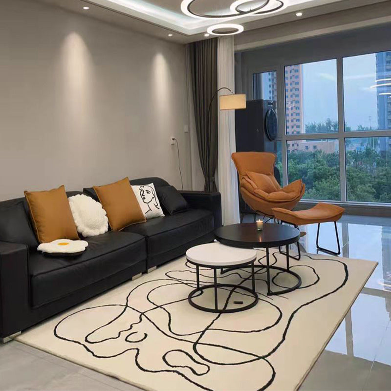 White Simple Carpet Polyester Bight Carpet Stain Resistant Carpet for Living Room