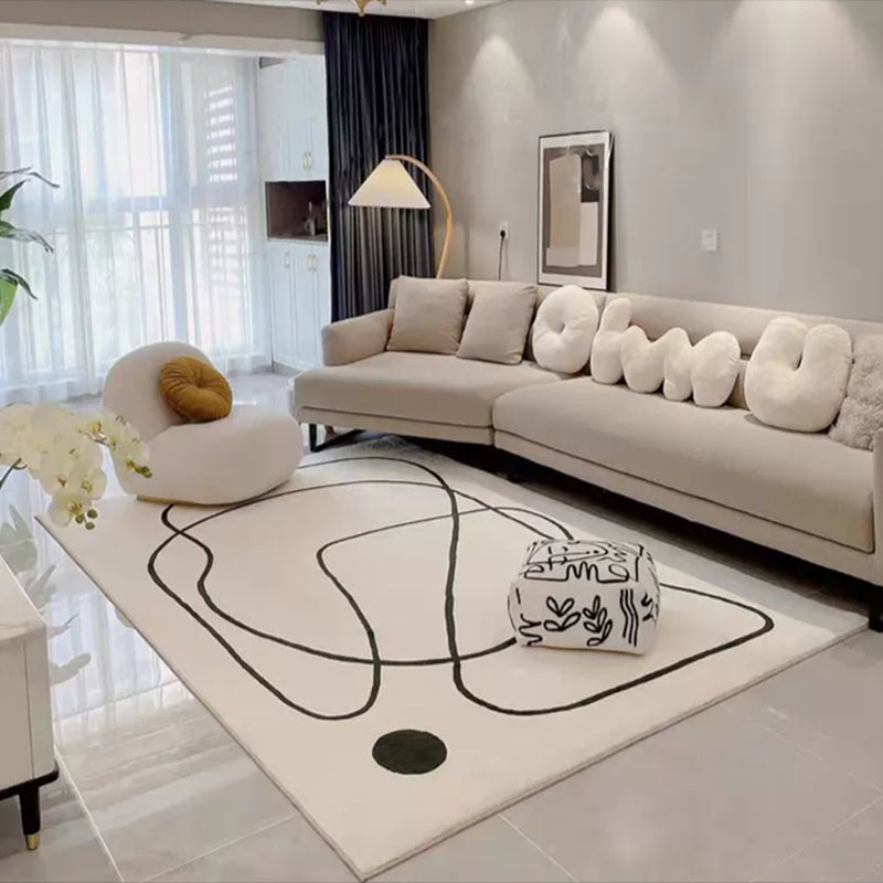 White Simple Carpet Polyester Bight Carpet Stain Resistant Carpet for Living Room