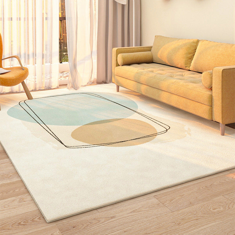 Yellow Modern Rug Polyester Color Block Rug Washable Rug for Living Room