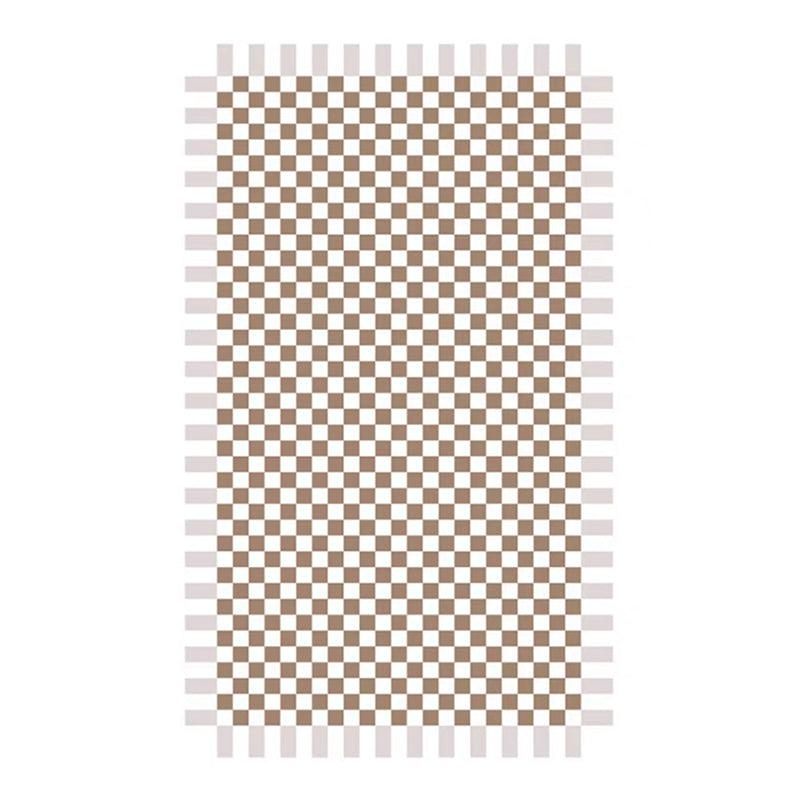 Brown Grid Carpet Polyester Simple Carpet Stain Resistant Area Carpet for Living Room