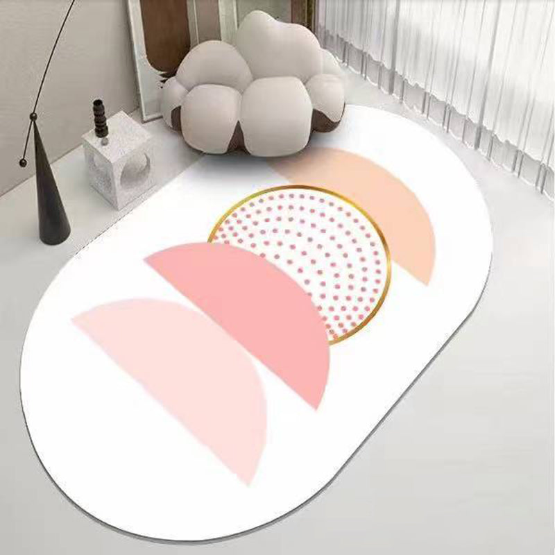 White Modern Rug Polyester Semicircle Rug Washable Rug for Living Room