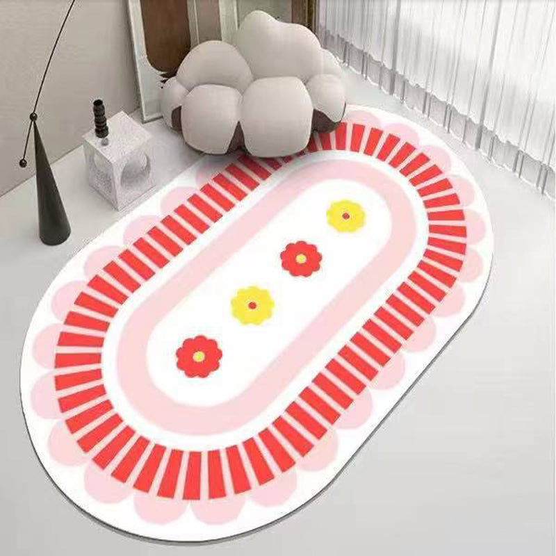 White Modern Rug Polyester Semicircle Rug Washable Rug for Living Room