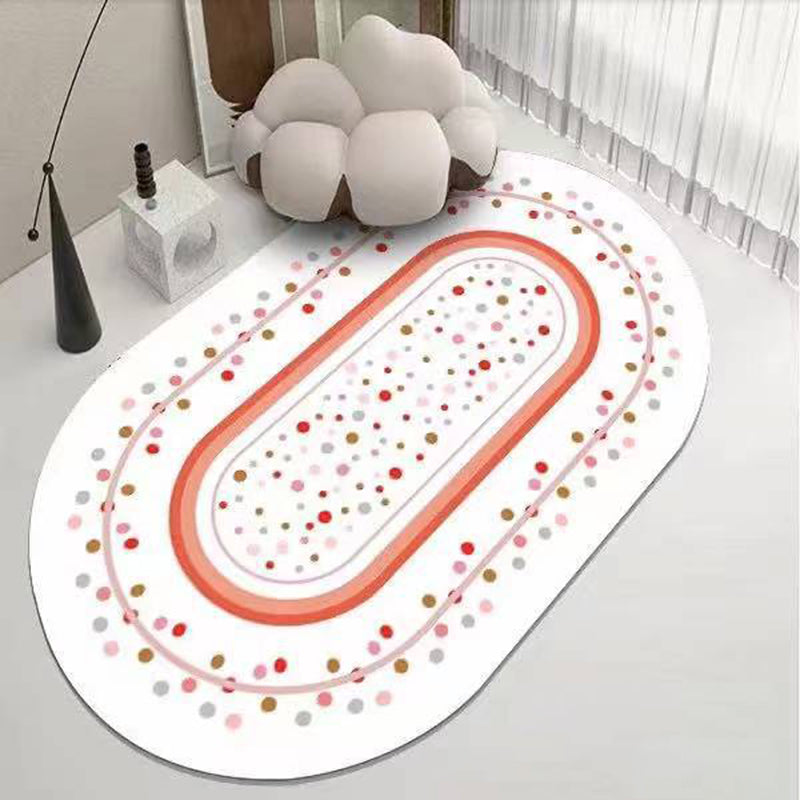 White Modern Rug Polyester Semicircle Rug Washable Rug for Living Room