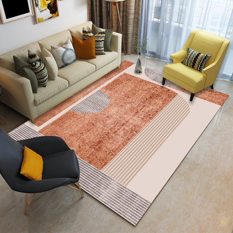 Purple Modern Rug Polyester Color Piece Rug Stain Resistant Rug for Living Room