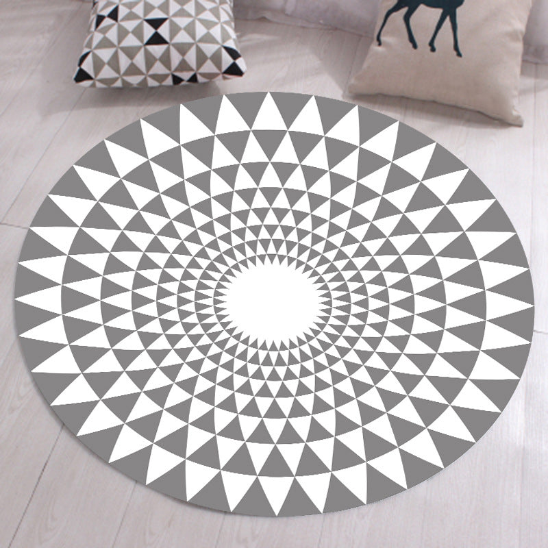 Blue Modern Rug Cotton Geometric Rug Non-Slip Backing Rug for Living Room