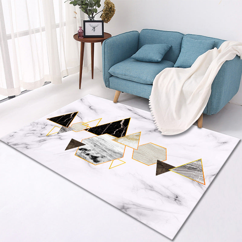 Light Blue Modern Rug Polyester Deer Indoor Rug Washable Rug for Living Room