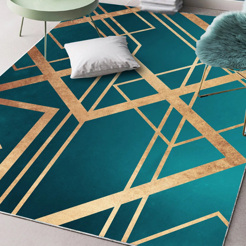 Light Blue Modern Rug Polyester Deer Indoor Rug Washable Rug for Living Room