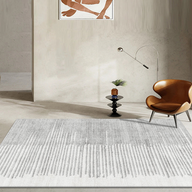 Light Grey Simple Rug Blending Line Indoor Rug Stain Resistant Rug for Home Decor