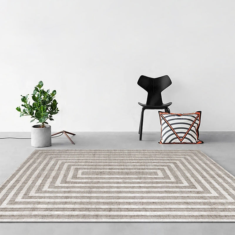Light Grey Simple Rug Blending Line Indoor Rug Stain Resistant Rug for Home Decor