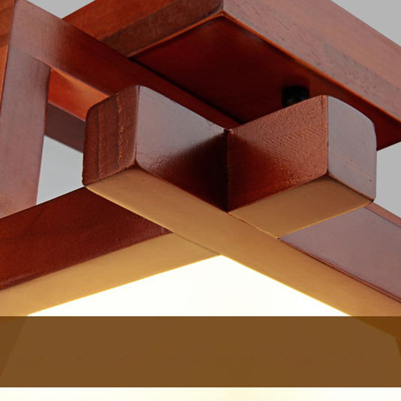 Aisle Semi Flush Mount Ceiling Fixture Wood Simple Style Ceiling Lighting in Brown