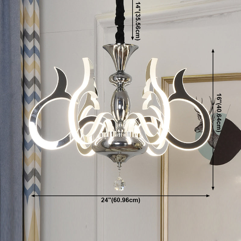 Modern Style Geometric Shape Chandelier Metal LED Hanging Light for Bedroom