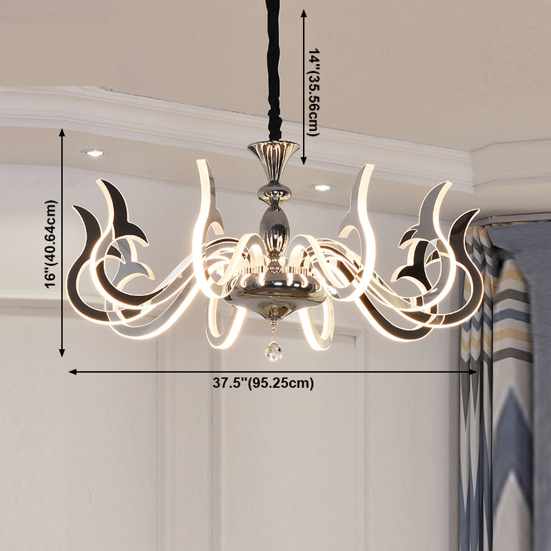 Modern Style Geometric Shape Chandelier Metal LED Hanging Light for Bedroom