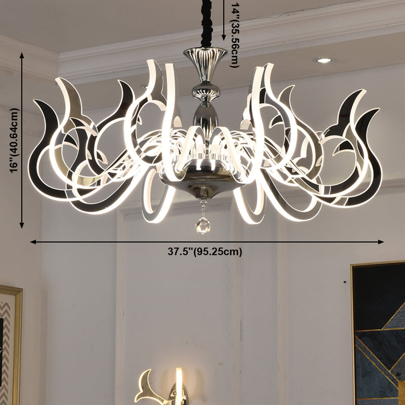 Modern Style Geometric Shape Chandelier Metal LED Hanging Light for Bedroom