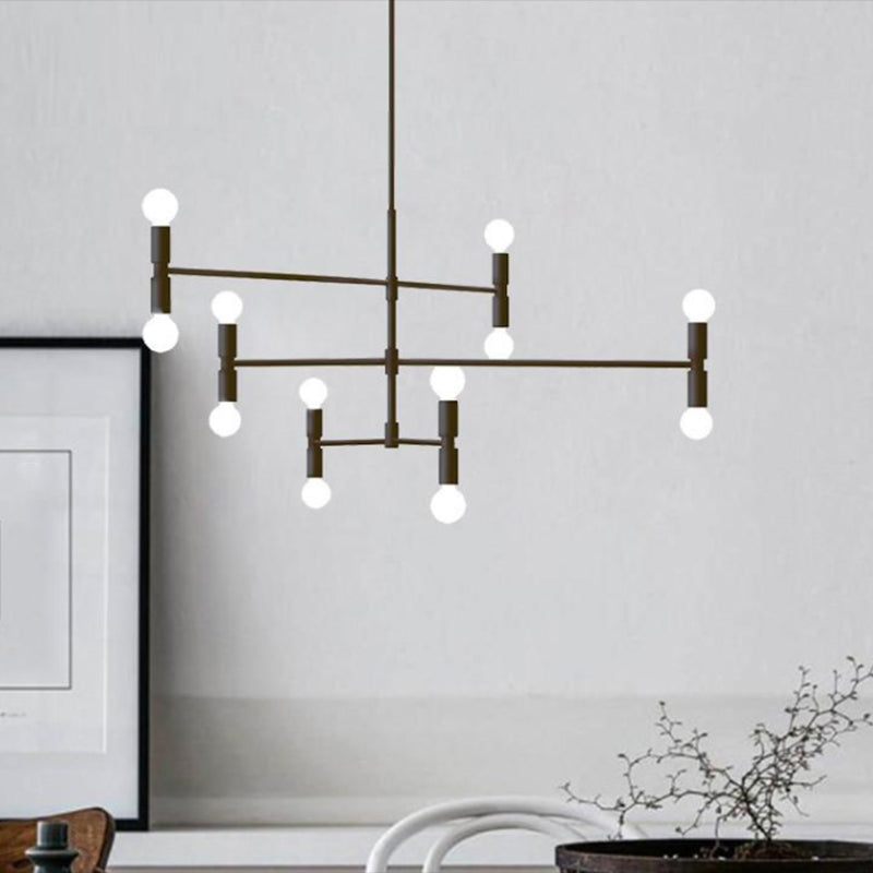 Postmodern Hanging Light Fixture Metal 12-Light Dining Room Chandelier