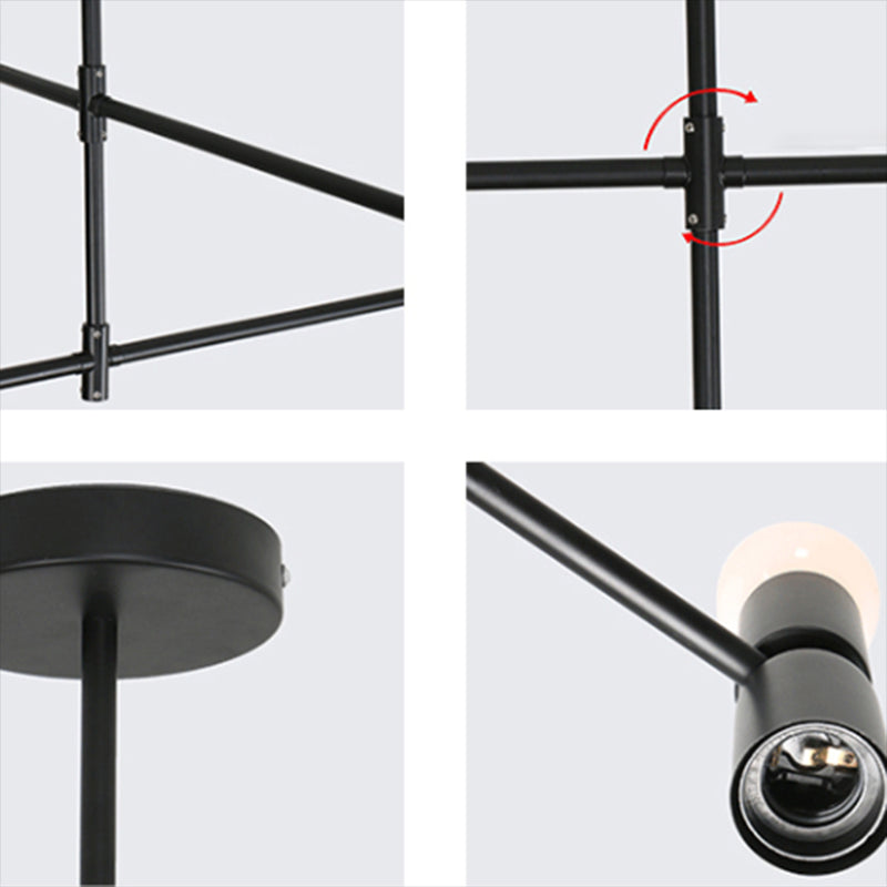 Postmodern Hanging Light Fixture Metal 12-Light Dining Room Chandelier