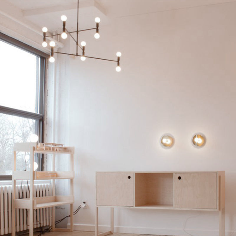 Postmodern Hanging Light Fixture Metal 12-Light Dining Room Chandelier