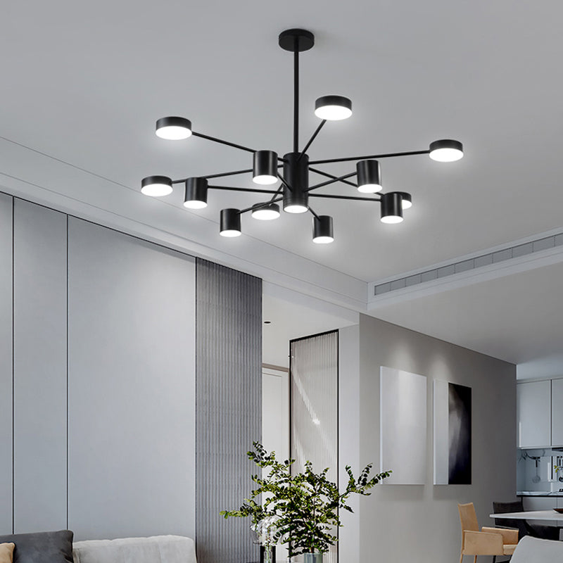 Nordic Metal Chandelier Black Multi Light Hanging Light for Bedroom